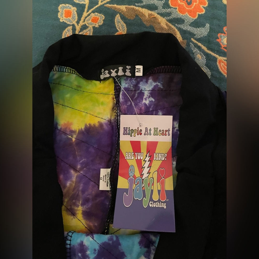 Jayli black and rainbow tie-die pants (P-2) - Picture 2 of 7
